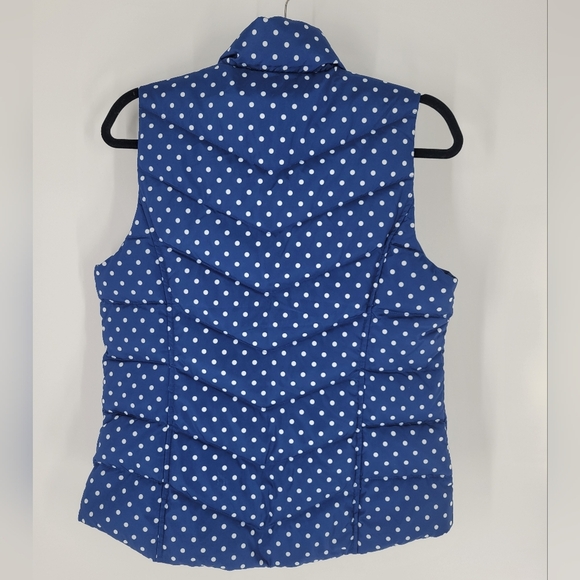 Lands' End Women's S 6-8 Blue White Polka Dot Quilted Down Puffer Vest - Picture 4 of 4